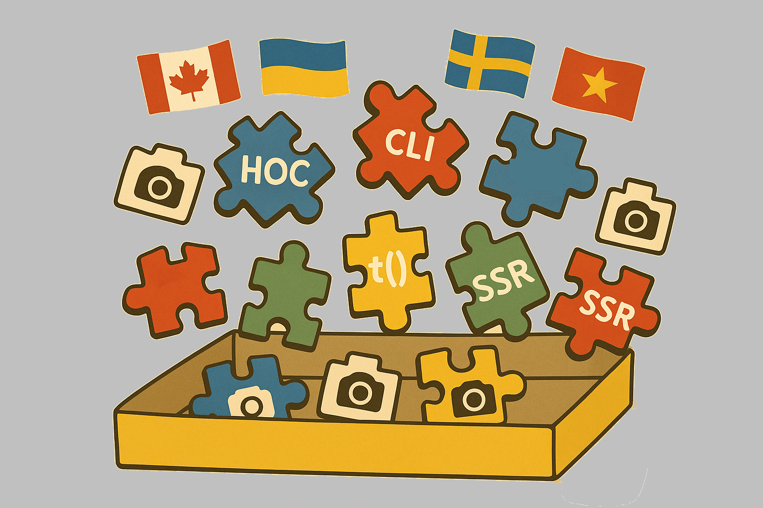 Puzzleteile mit Flaggen