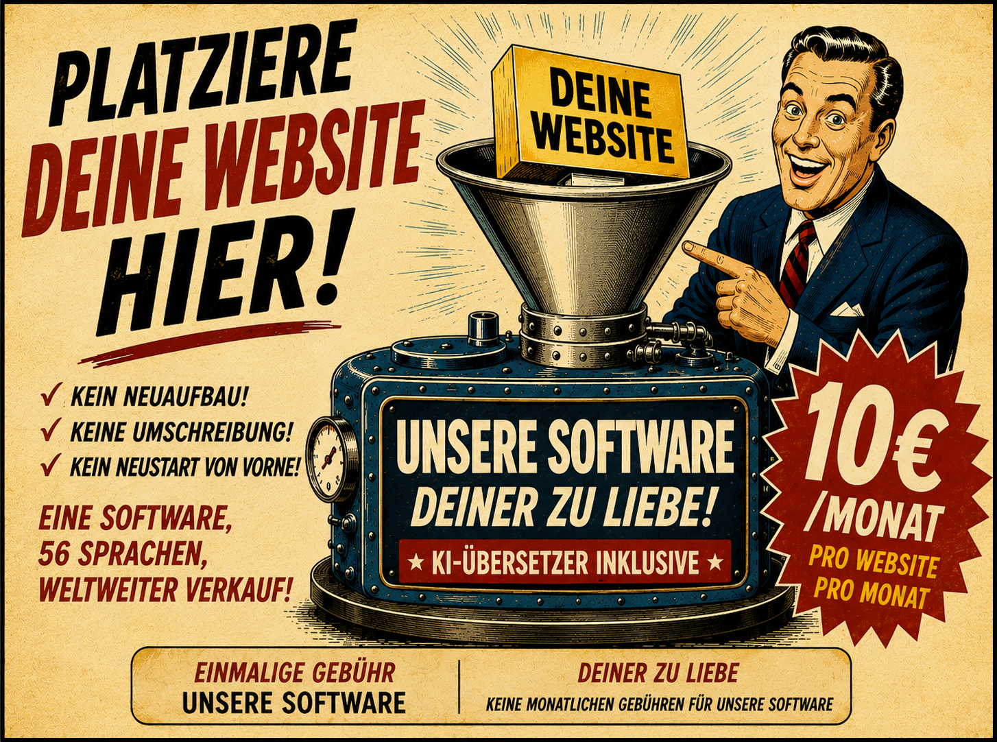 jit-tr &mdash; stellen Sie hier Ihre Website ein: unsere Software bleibt Ihnen erhalten, KI-&Uuml;bersetzer inbegriffen, 10 $ pro Monat pro Website